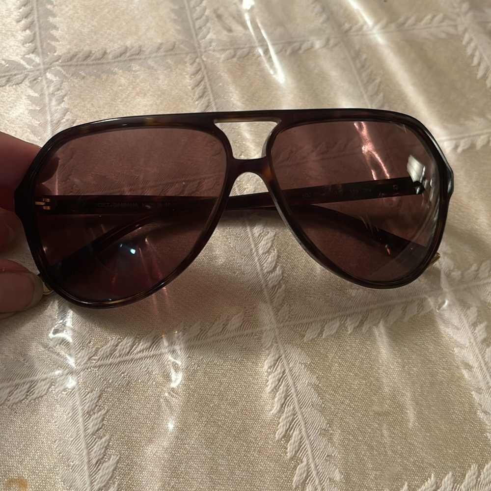 Dolce and Gabbana brown tortoise aviator sunglasses